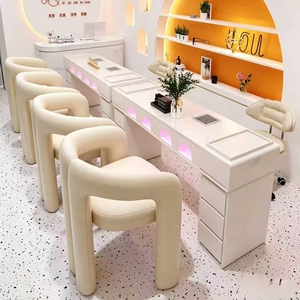 New Creamy Style Nail Art Chair Set with Vacuum Cleaner Luxury Nail Art <b>Table</b> Trendy Marble <b>Manicure</b> <b>Table</b> - Product Image 2
