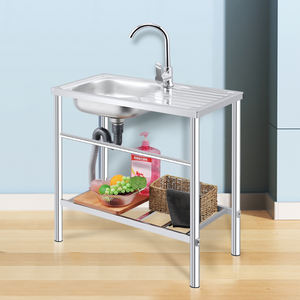 Fregadero de lavabo Simple de acero inoxidable para exteriores de pie para cocina, lavadero, jardín con banco de trabajo - Product Image 2