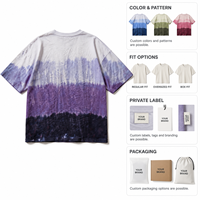 T-shirts en gros tricotés en vrac, écologiques, dégradés, effet délavé, tie-dye, 100 % coton, coupe oversize, style streetwear vintage