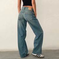 Jeans Boyfriend surdimensionnés en denim pour femmes, couleur délavée au soleil, vintage, couture lâche, jambe large, pantalon tendance d'été