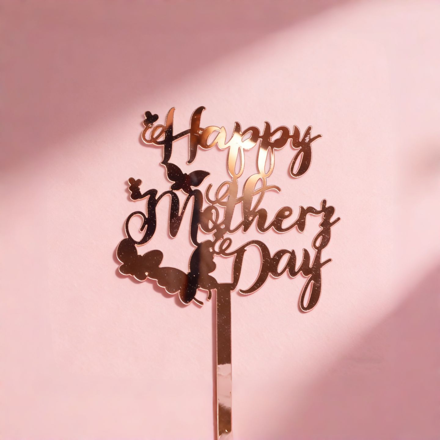 Petit papillon, amour, joyeuse fête des Mères, or rose.