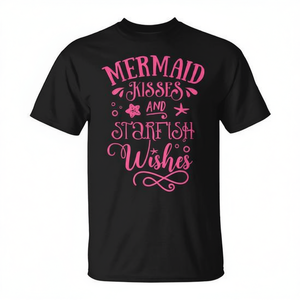 Camiseta Mermaid Kisses And Starfish Wishes de manga corta con cuello redondo unisex para adultos promocional - Product Image 2