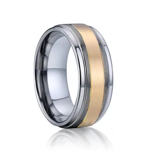 2019 最新设计的双色月 18k 真金结婚戒指男士珠宝爱心联盟 8毫米情侣钨钢戒指女装