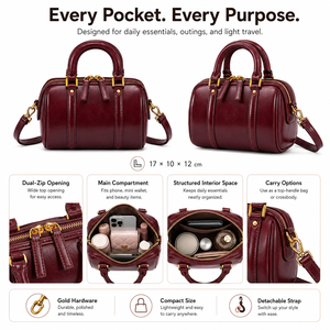 <span class=keywords><strong>Sac</strong></span> bandoulière <span class=keywords><strong>bowling</strong></span> en PU pour femme avec fermeture éclair, style vintage et tendance pour collections <span class=keywords><strong>de</strong></span> vente au détail indépendantes - Product Image 2