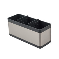 Organisateur d'évier de cuisine moderne en acier inoxydable avec distributeur de savon et support pour éponge