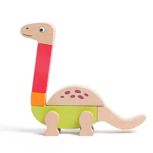Penjualan Laris 2022 Desain Baru Model Dinosaurus Puzzle Kayu Aneka Hewan 3d Jigsaw Pop Diy Hadiah Anak-anak Mainan Edukasi untuk Anak