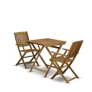 Set Bistrot Pieghevole in Legno di Acacia, 3 Pezzi, Tavolo e Sedie <span class=keywords><strong>da</strong></span> Esterno per <span class=keywords><strong>Balcone</strong></span>, Giardino, Portico, Salvaspazio, Resistente alle Intemperie - Product Image 2