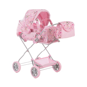 <span class=keywords><strong>Poussette</strong></span> <span class=keywords><strong>Poussette</strong></span> à Quatre Roues pour Bébé Poupée Poupée Wagon Jouet à Canopy Poupée Landau avec Nacelle à Quatre Roues - Product Image 1