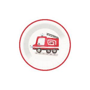 DAMAI Nouvelle Collection Vaisselle de Fête Personnalisée Jetable Camion de Pompiers Imprimé Rayures Rouges Assiettes Gobelets Serviettes en Papier - Product Image 3