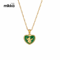 Colgante de corazón de Ángel de acero inoxidable chapado en oro de 18k para mujer, joyería, collar