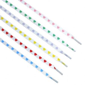 เชือกผูกรองเท้า YS ลายหัวใจหลากสี ขนาด 8 มม. ความยาว 80-160 ซม. แบบแบน สำหรับรองเท้าผ้าใบแฟชั่น มี 8 สี - Product Image 2