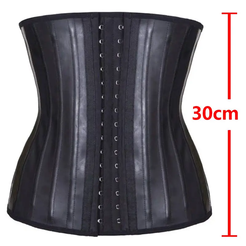 Custom Women Latex Leather Slimming Girdle Belt Body Shaper Tummy Control 9 24 25 Steel Bone Corset Waist Trainer