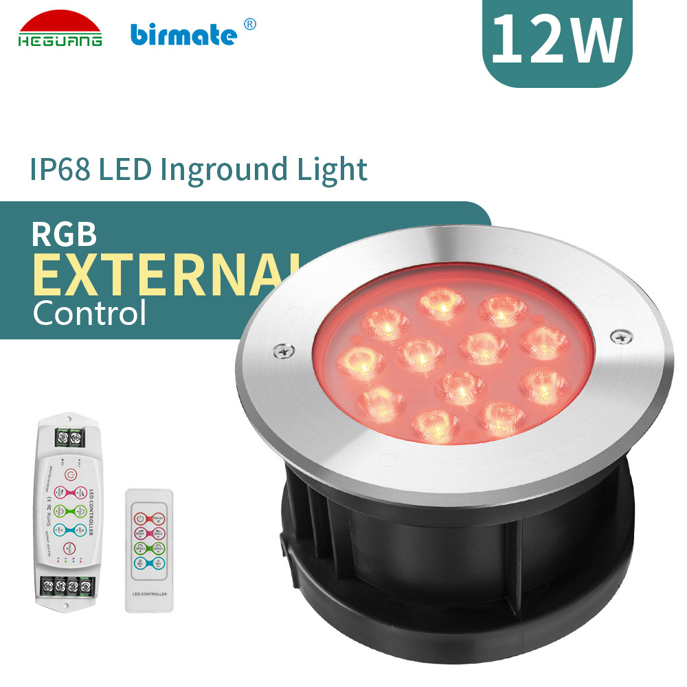 DC24V 12W SS316L RGB External Control Outdoor Round IP68 Waterproof Led Inground Light Led Swimming Pool Lights