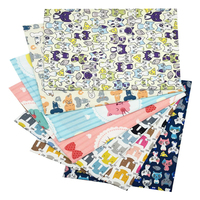 Tela acolchada de 100% algodón con estampado de dibujos animados, tejido acolchado para manualidades, costura, artesanía, oso y pez, venta al por mayor