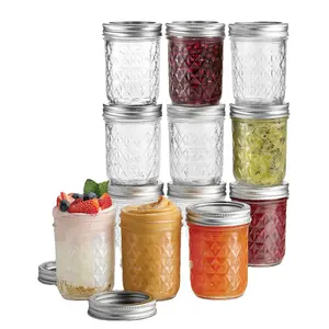 Conteneurs de stockage de légumes pour confiture de salade économiseurs de nourriture bouteilles scellées gravées de jus de conserve avec couvercle et pot de paille tasses en verre tasses