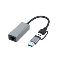 Adaptador Ethernet 2 en 1 de 1000Mbps USB 3,0 tipo C a RJ45 adaptador de tarjeta de red con cable 1G adaptador Ethernet de alta velocidad para ordenador portátil