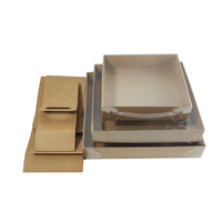 Emballage personnalisé unique ZL pour sushi, pizza, fleurs, fruits, gâteaux, boîte à emporter pliable avec couvercle transparent en papier kraft brun recyclé, portable