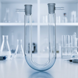 Verre en forme de U MAYALAB pour tube avec bras latéraux, capacité 25 ml, taille 12 mm, pour usage en laboratoire, matériau borosilicate - Product Image 1