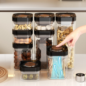 Airtight Press Type Storage Jar Food Grade Cylinder With Wooden Lid For <b>Flour</b> Snacks Grains Household Use - Product Image 2