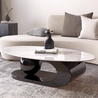 Table basse ovale en bois de style italien, design simple et luxueux, pour petit appartement, salon ou coin café
