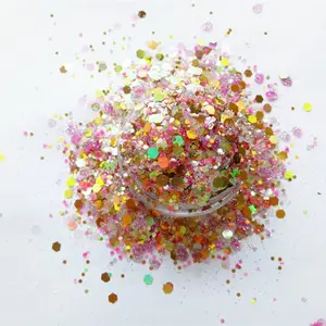 Hot sale top quality cosmetic grade chunky holographic glitter for Nail Face body & DIY Crafts