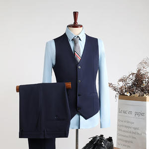 사계절용 고급 웨딩 턱시도 컬렉션 젊은 신랑용 3피스 남성 비즈니스 정장 100% 폴리에스터 싱글 브레스티드 구김 방지 - Product Image 2