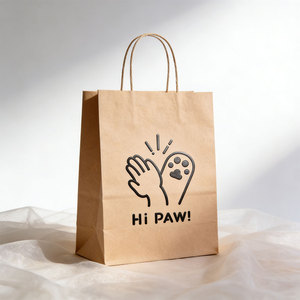 Sac en papier kraft brun biodégradable et recyclable imprimé sur mesure avec poignée torsadée, sac de transport pour vêtements, cadeaux et emballages - Product Image 1