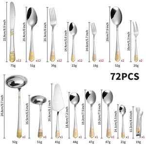 Hot Selling 72-Piece Crown Stainless Steel Cutlery Set 1010 Steak Knife <b>Fork</b> Spoon Reusable Tableware with Cross <b>Border</b> Gift Box - Product Image 1