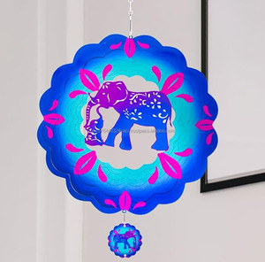 12 in 3D Elephant <b>Wind</b> <b>Spinners</b> Hanging Stainless Steel <b>Garden</b> <b>Wind</b> <b>Spinner</b> <b>Garden</b> Decoration <b>Wind</b> Sculpture for Indoor Outdoor - Product Image 3