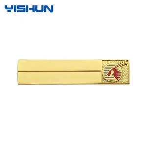 Plaque signalétique d'uniforme d'événement laser imprimable vierge rectangle personnalisé étiquette badge grande épinglette dorée de couleur métal Qatar