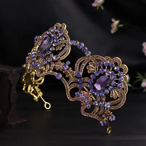 Corona nupcial barroca retro europea y americana, accesorios para el cabello con diamantes de imitación morados para fiesta de bodas - Product Image 5