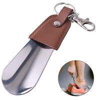 Porte-clés à double usage en cuir, métal, acier inoxydable, corne de chaussure, nouveau design