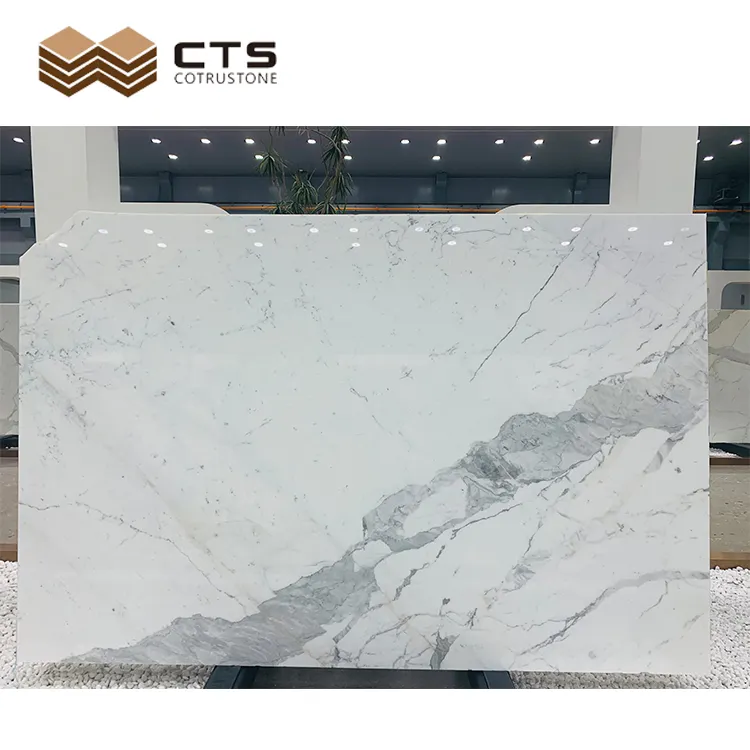 Lastra di marmo bianco Statuario Calacatta formato libero per piastrelle in marmo bianco Statuario puro pavimento