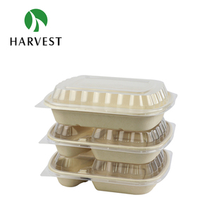 Lonchera Ecológica Biodegradable de Pulpa de Bagazo Estilo Americano con 3 Compartimentos para Preparación de Comidas - Product Image 6