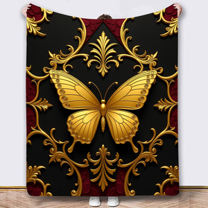 Boho Flower Black Cat Dragon Flannel <b>Blanket</b> Throw <b>Blanket</b> Nap <b>Blanket</b> Fade Resistant Lightweight for Winter Warmth Custom Print - Product Image 4