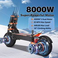 Scooter Eléctrico Toursor X8 60V 40Ah con Doble Motor, Velocidad de 80 km/h, 8000W, Plegable de 13 Pulgadas para Adultos
