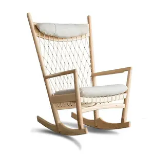 Modern European Style Outdoor and Indoor Nordic Livingroom Relaxing Wooden Rocking Chair For Adults