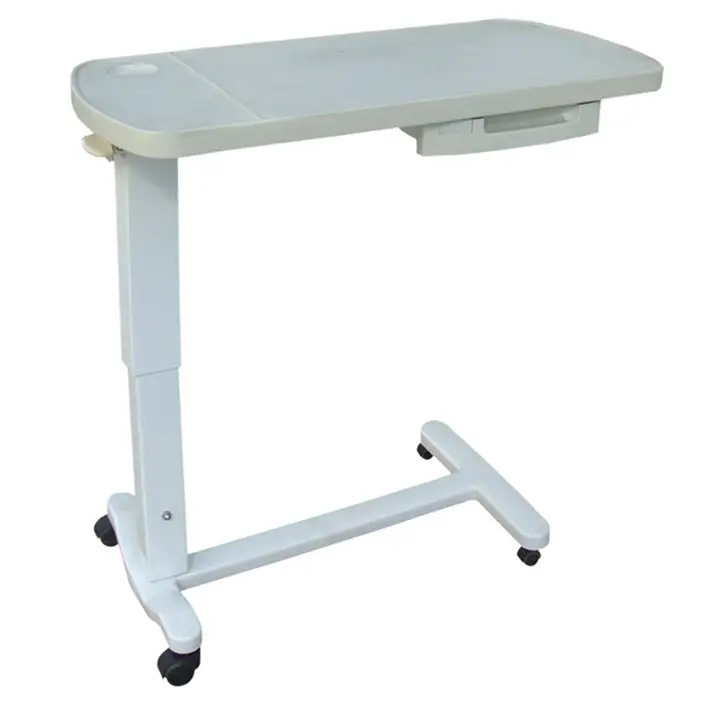 BT-AT009 ABS height adjustable clinical patient room furniture wheels overbed hospital dining over bed cardiac table