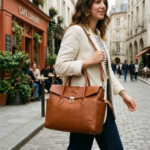 Sac à main pour ordinateur portable en cuir de qualité supérieure pour hommes et femmes, idéal pour le bureau et les voyages - Product Image 2