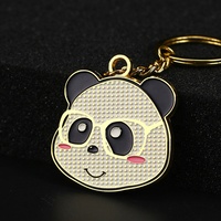 Porte-clés solaire personnalisé en alliage de zinc vintage avec logo panda 3D mignon pour cadeau d'enfant - Vente en gros