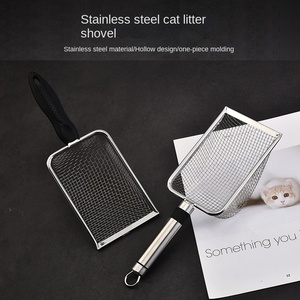 Pala para caca de perro portátil reutilizable ecológica de acero inoxidable con malla de filtro de agujero pequeño para suministros para mascotas y arena para gatos - Product Image 4