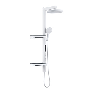 Double Layer Brass <b>Shower</b> Head Set Rectangle LED Minimalist Bathroom Waterfall <b>Shower</b> With Handheld Spray For Home Use - Product Image 4