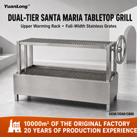 Barbecue au charbon de bois professionnel de table avec réglage de la hauteur par manivelle et grilles à double niveau pour l'extérieur
