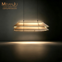 Luminaire suspendu LED rectangulaire en tissu de luxe moderne, cadre métallique, garantie de 3 ans, hauteur réglable pour hall d'hôtel, restaurant