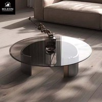 Table basse en acier inoxydable et verre de haute qualité, luxueuse, élégante, design créatif, villa, sur mesure