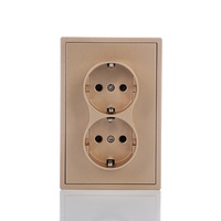 Enchufe de Pared Doble Estándar Europeo Alemán Español Tipo F con Panel de PC Ignífugo en Color Blanco, Negro, Gris y Dorado