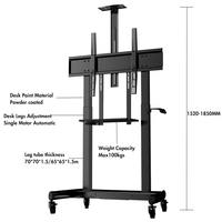 Chariot TV mobile électrique avec double moteur, réglage automatique de la hauteur, support au sol, capacité de 300 lb, support pour tableau blanc interactif