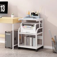 Rak Penyimpanan Printer Besi Modern Multifungsi, Rak Lantai Mobile untuk Meja, Organizer Mesin Fotokopi Rumah, Stand untuk Sekolah & Kamar Tidur