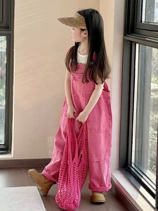 Comodo Completo Rosa a Due Pezzi per <span class=keywords><strong>Bambine</strong></span> con Salopette a Gamba Larga e Gilet Senza Maniche per Stagioni di Transizione - Product Image 6