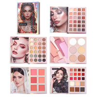 Kit complet de maquillage magique tout-en-un de 5 pages avec fard à paupières multi-tons, blush, illuminateur, contour et gloss brillant